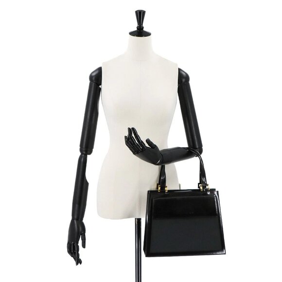YVES SAINT LAURENT Hand Bag Leather Satin Black Purse Vintage - Picture 1 of 16